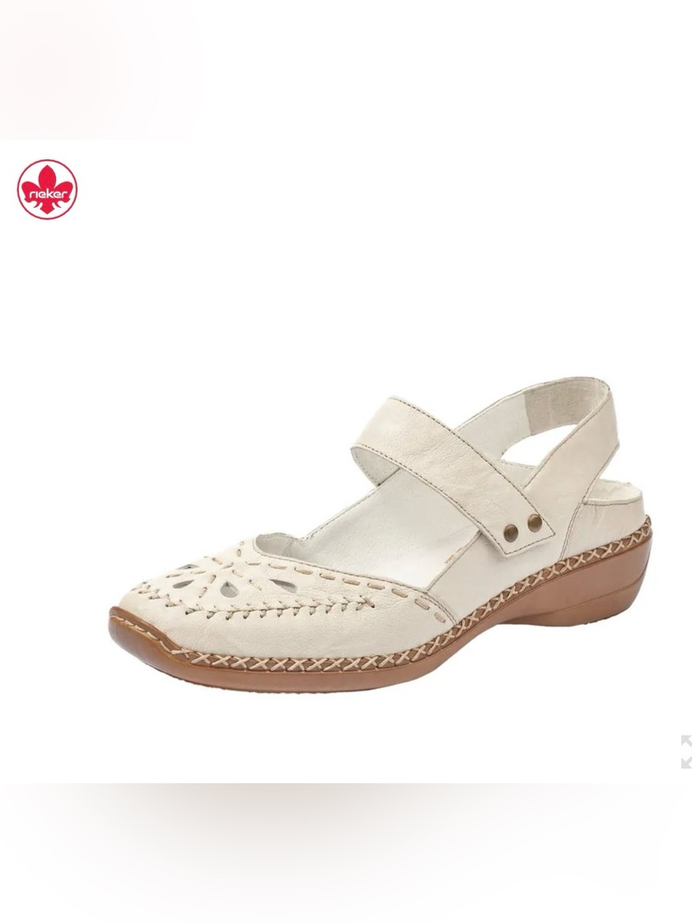 Rieker Cream Mary Jane Slingback Leather Shoes 37 - Picture 3 of 16